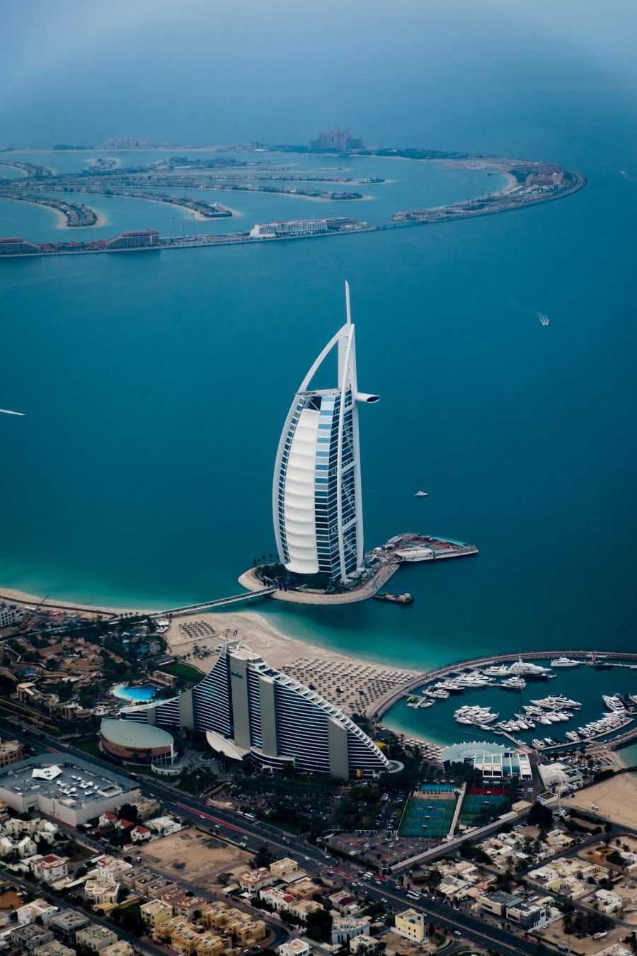 Aerial view of the Dubai coastline