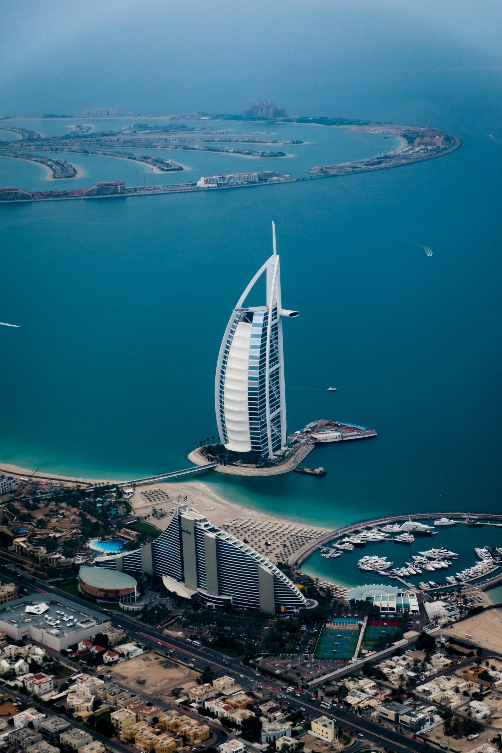 Aerial view of the Dubai coastline