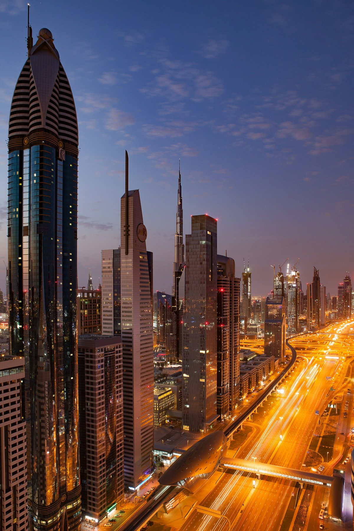 Dubai high-rise skyline at dusk